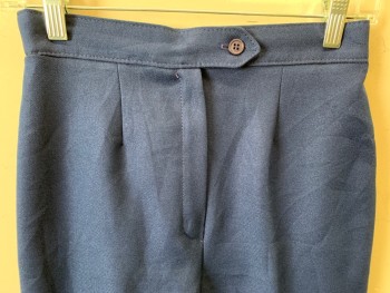 PANTS THAT FIT SEARS, Navy Blue, Polyester, Solid, Elastic Waist In Back, Zip Fly, Button Tab, Darts At Waist