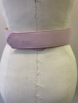 TALLULAH!, Lt Pink, Cream, Leather, Snakeskin/Reptile, Wide V Shaped Belt with Panels of Cream Snakeskin and Lighter Pink Leather,