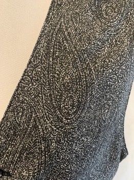 PERRY ELLIS, Black, Gray, Off White, Rayon, Paisley/Swirls, Solid, Button Front, 2 Pockets, Back Half Belt