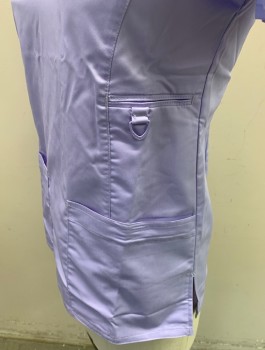 EON MAVEN, Lavender Purple, Polyester, Rayon, Solid, S/S, V-N, 2 Patch Pockets, 1 Hidden Pocket with Metal D Ring