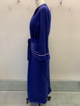 MTO, Royal Blue, Lt Pink, Wool, Solid, 2 Pockets,  Piped Notch Lapel, Folded Cuffs and Pocket Detail, Belt Loops, MATCHING BELT