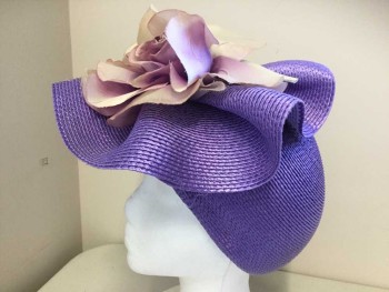 SYLVIA, Purple, Synthetic, Straw with Large Faux Flower