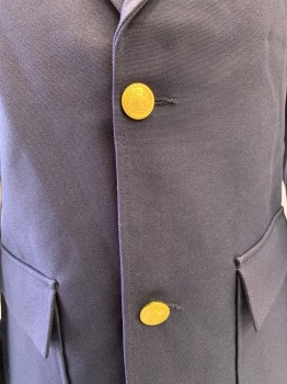 FRENCH TOAST, Navy Blue, Polyester, Solid, 2 Button Front, Notched Lapel, 3 Pockets,