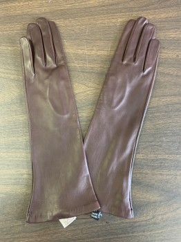 FRATELLI ORSINI, Dk Brown, Leather, Solid, Plain, Silk Knit Lining, Middle of Forearm