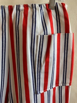 TRENDS, Red, White, Navy Blue, Cotton, Stripes, Elastic Waistband, Back Zipper, 2 Pockets