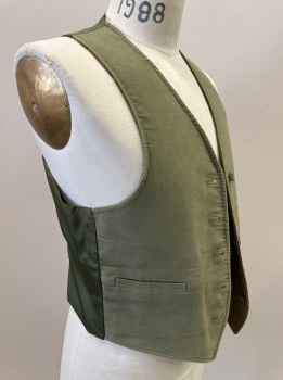 BROOKFIELD, Ochre Brown-Yellow, Moss Green, Brown, Wool, Plaid, Reversible, Solid Brushed Cotton, 5 Buttons, 2 Pckts, V-neck, Lining Back, Barcode In The Pocket