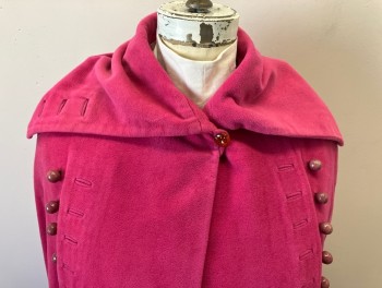 N/L, Pink, Wool, Solid, Lots Of Round Mauve Button Detail On Front & Back, Button Hole Detail Front & Back, Single Btn. Closure At Neck, Sailor Collar Attached