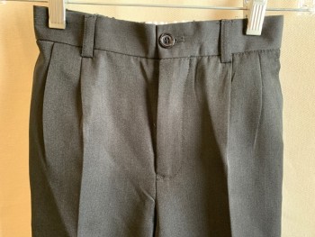 COLE By SWEET KIDS, Black, Polyester, Solid, Double Pleats, Zip Fly, 3 Pockets, Belt Loops, Elastic Back Waistband