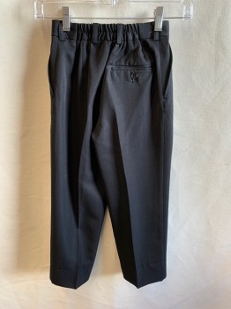 COLE By SWEET KIDS, Black, Polyester, Solid, Double Pleats, Zip Fly, 3 Pockets, Belt Loops, Elastic Back Waistband