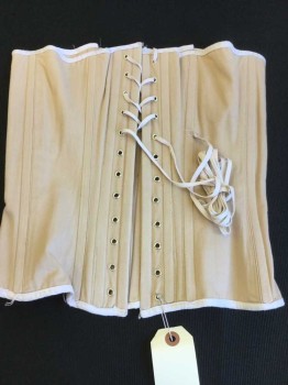 N/L, Beige, Cotton, Solid, W/very Light Pink Trim and Lacing Back