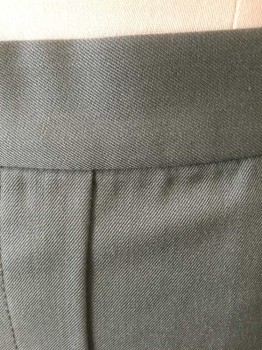 ERIC WINTERLING, Gray, Cotton, Wool, Solid, Gabardine, 1.25" Wide Self Waistband, 1 Vertical Pleat From Center Front Waist to Hem, 2 90 Degree Angle Pockets at Hips, Gray Top Stitching, Straight Fit, Hem Mid-calf,  Center Back Zipper, Made To Order Reproduction **Has a Few Small Moth Holes