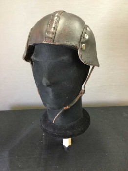 Brown, Leather, Hard Leather Helmet See Photo Attached,