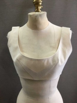 NO LABEL, Cream, Cotton, Solid, Sleeveless, Scoop Neck, Bra Top, Bronze Grommet Back With Leather Laces