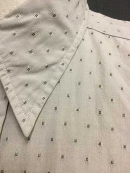 ANTO, Beige, Cotton, Geometric, Self Dotted/Geometric Spots Texture, Long Sleeve Button Front, Collar Attached, 1 Pocket, Made To Order