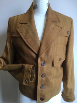 MTO, Goldenrod Yellow, Burnt Orange, Green, Wool, Plaid-  Windowpane, Herringbone, Made To Order, Single Breasted, Wide Lapels, 1 Angled Pocket, 2 Gun Patches at Shoulder or Storm Flaps, Sporty Top Stitching at Waist, Italian Style, Multiples
