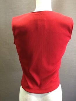 CHEERLEADING.COMPANY, Red, White, Polyester, Color Blocking, Stripes, Cheerleading Top: Sleeveless, Square Neck, Red/White Stripe Across Chest, Solid Red Back