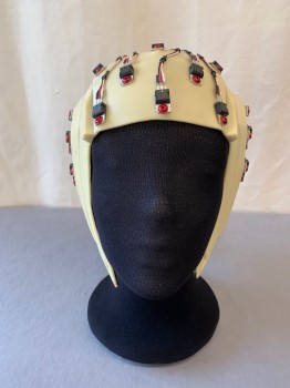 MTO, Cream, Red, Black, Plastic, Solid, Head Cap with Black, Red & White Wire Detail