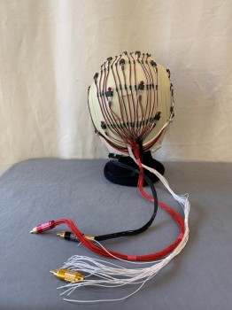 MTO, Cream, Red, Black, Plastic, Solid, Head Cap with Black, Red & White Wire Detail