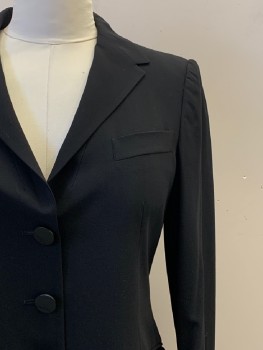 GIORGIO ARMANI, Black, Wool, Solid, L/S, 3 Buttons, Single Breasted, Notched Lapel, 3 Pockets