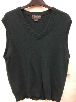 BROOKS BROTHERS, Forest Green, Cashmere, V-neck, Pull Over