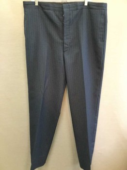 MTO, Navy Blue, Gray, Wool, Cotton, Stripes - Pin, Button Fly,  Interior Suspender Buttons,