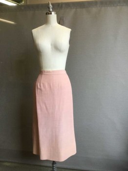 GRIFFITHS/GILBERT, Rose Pink, Viscose, Cotton, Heathered, Pencil.zipper at Side Left. Button Missing at Waist. Seamed at Center Front, Darted Waist at Front with 2 Darts at Back.inverted Box Pleat at Center Back Hemline. Restitching Required Above Inverted Pleat at Center Back.length of Skirt Below Knee.