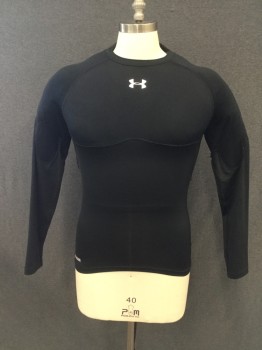 MTO, Black, Polyester, Solid, Stretch, Shirt With Long Sleeves, Center Back Zipper, Pecs and Shoulder And Upper Back Padding, Twill Tape Attached to Zipper for Convenience
