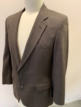 NINO CERRUTI, Brown, Wool, Solid, Single Breasted, Notched Lapel, 2 Buttons, 3 Pockets, Tan Lining,
