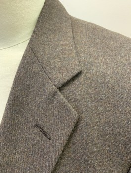 NINO CERRUTI, Brown, Wool, Solid, Single Breasted, Notched Lapel, 2 Buttons, 3 Pockets, Tan Lining,