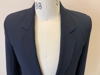 N/L, Navy Blue, Polyester, Solid, 2 Button Front, Notched Lapel, 3 Pockets, Multiple