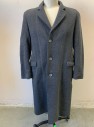 ALLEN'S , Gray, Wool, Solid, Thick Wool, Single Breasted, 3 Buttons, Notched Lapel, 2 Pockets with Flaps, Gray Silk Lining