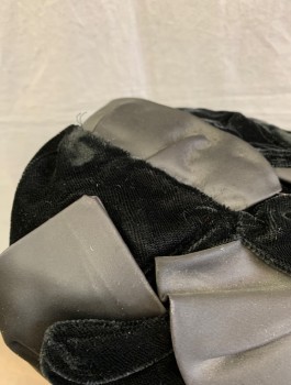 N/L, Black, Silk, Solid, Velvet and Silk Taffeta Overlapped Panels, Union Label Inside