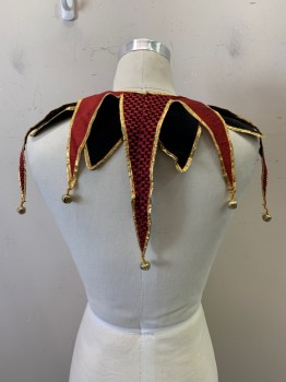 Windlass, Red, Black, Gold, Polyester, Cotton, Diamonds, Collar, Solid and Checkered, Triangle Strips, with Bells