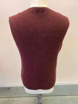PEREGRINE, Brick Red, Wool, Knit, V-N, Single Breasted, Button Front