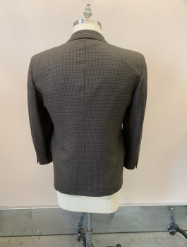PROFILO, Brown, Green, Tan Brown, Wool, Silk, Houndstooth, Notch Collar, Single Breasted, 2 Button, 2 Pocket