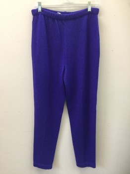 ANTONELLA PREVE, Purple, Acrylic, Solid, Knit Pants, Elastic Waistband,