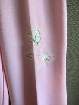 NO LABEL, Bubble Gum Pink, Polyester, Solid, High Waist Bell Bottoms, Back Center Zip and Button, Lounge