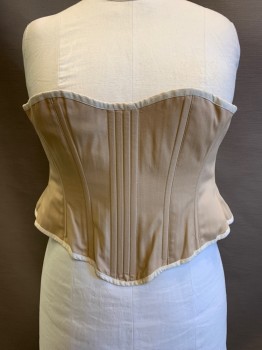 MTO, Lt Beige, Cream, Off White, Cotton, Solid, Lt Beige with Cream Trim, No Lacing, (Dirty Back Trim See Detail Photo)