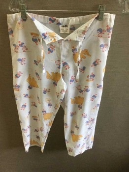 ANGELICA, White, Tan Brown, Blue, Red, Polyester, Graphic, Drawstring Waist, Clowns & Elephants Graphic, Pajama Pants, See Photo Attached,