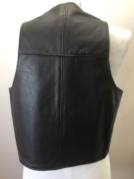 NYC, Black, Leather, Solid, Open Center Front, No Closures, No Lining
