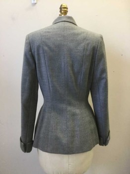 COLEMANS, Gray, Wool, Synthetic, Heathered, Double Breasted, Snap Front Closure. Collar Attached, Long Sleeves with Cuffs. 6 Covered Button Detail at Side Front. Fitted at Waist. Panelled . Dusty Rose Synthetic Lining