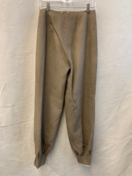 MTO, Tan Brown, Brown, Wool, Houndstooth,  High Waist, Button Fly, Suspender Buttons, Inverted Pleats From Hem With Side Hook & Eyes,  Plus Fours, Golfing, Multiple