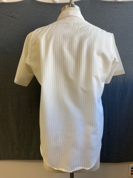 ARROW KENT, Eggshell White, Poly/Cotton, Stripes - Shadow, Button Front, Collar Attached, 2 Pockets, Short Sleeves
