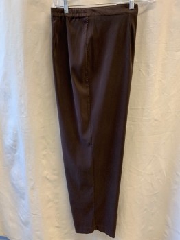 I.K.C., Chocolate Brown, Polyester, Beaded, Solid, Zip Front, Elastic Back Side Waistband, Beaded Side Seams,