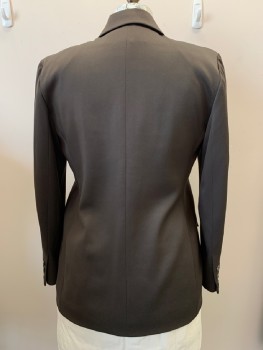 YVES SAINT LAURENT, Forest Green, Wool, Elastane, Solid, L/S, Single Breasted, Notched Lapel, Top Pockets,