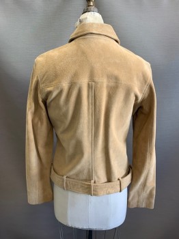 NL, Tan Brown, Suede, with Matching Belt. C.A., Zip Front, L/S, 2 Pockets