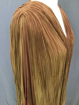 MTO, Burnt Orange, Bronze Metallic, Silk, Solid, Made To Order, 2 Color Weave Burnt Orange/Bronze, Fortuny Pleating Front and Back, Smooth Sides, No Closures, Sci-Fi/Fantasy,