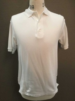 GOODFELLOW, White, Cotton, Polyester, Solid, Short Sleeve, Pique,