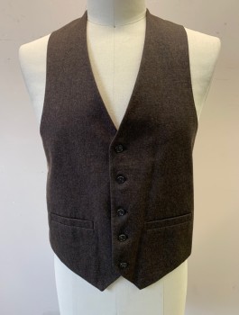 NINO CERRUTI, Brown, Wool, Solid, 5 Buttons, V-neck, 2 Welt Pockets, Beige Lining and Back