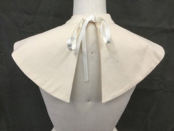 MTO, Cream, Wool, Solid, Collar, Round Collar, Open Back with Ribbon Tie